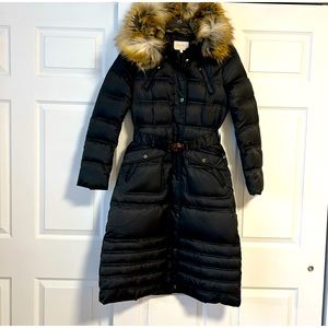Laundry By Shelli Segal Black Coat with Fur Hood